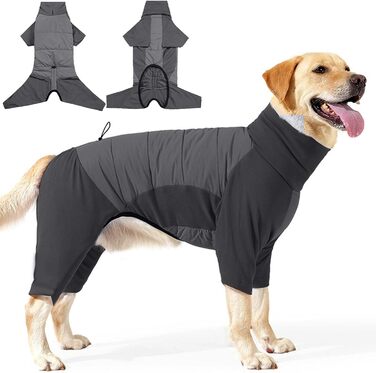 Водонепроникний зимовий одяг для собак з отвором для шлейки, теплий костюм для собак середніх та великих порід, вітронепроникний, еластичний, сірий (2XL)