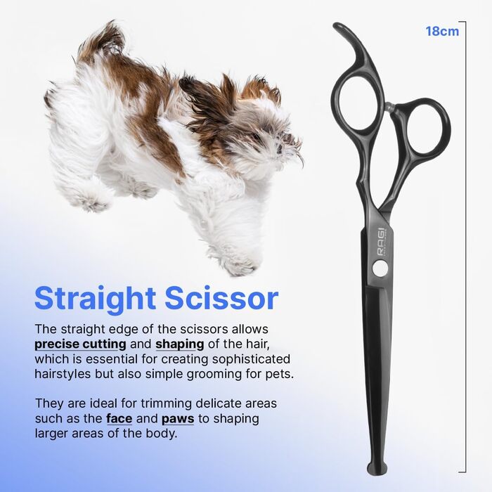 Набір професійних ножиць для собак RAGI - 4 шт. - ножиці для стрижки собак, вигнуті - ножиці для собак з круглим кінчиком - для собак та котів - чорного кольору