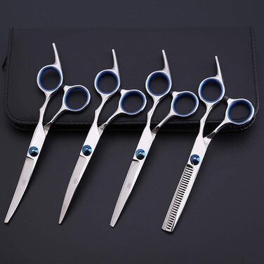 Набір професійних ножиць для грумінгу собак, набір для догляду за тваринами, сталевий триммер для шерсті собак та котів з 6-дюймовим лезом, ножиці для розрідження, вигнутий гребінець