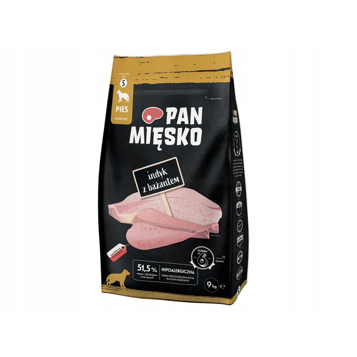 Сухий корм для собак Pan Mięsko з індиком та фазаном, гранули S, 9 кг