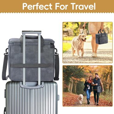 Лававін Чорна дорожня сумка для собак та котів, дорожній набір, з контейнерами та мисками, сіра