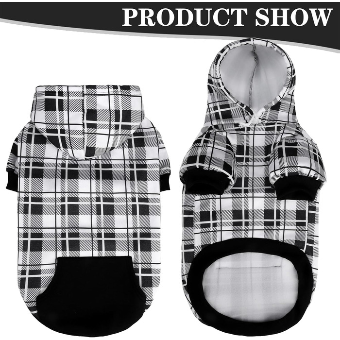 Світшот для собак ExPawlorer з візерунком у клітинку, британський стиль, теплий одяг для собак з отвором для повідка, підходить для Pitbull, зимовий одяг для всіх порід, цуценят, дівчаток та хлопчиків, котів, рожевий (XX-Large, чорний та білий)