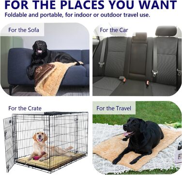 Килимок для собак, ліжко для великих собак Comfy - миючий, плюшевий, стильний, 110x70 см, блакитний