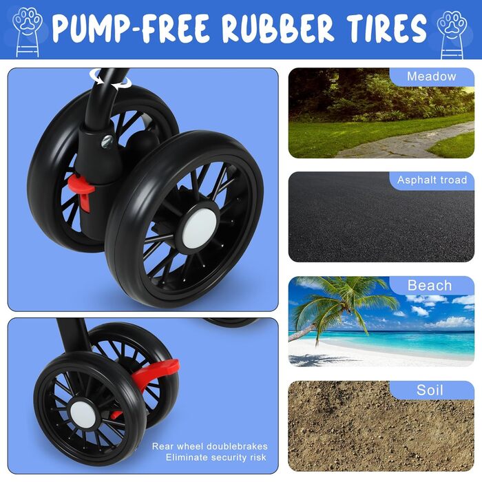 Візок для собак 2 в 1, візок-переноска для тварин до 20 кг, з поворотними колесами 360°, з підстаканником, синій