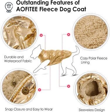 Зимовий одяг для собак AOFITEE: водонепроникний, вітронепроникний, з флісу, жилет для цуценят, тепла куртка з утеплювачем, для холодної погоди, для собак маленьких та середніх порід (обхват грудей 54 см, довжина спини 38 см)
