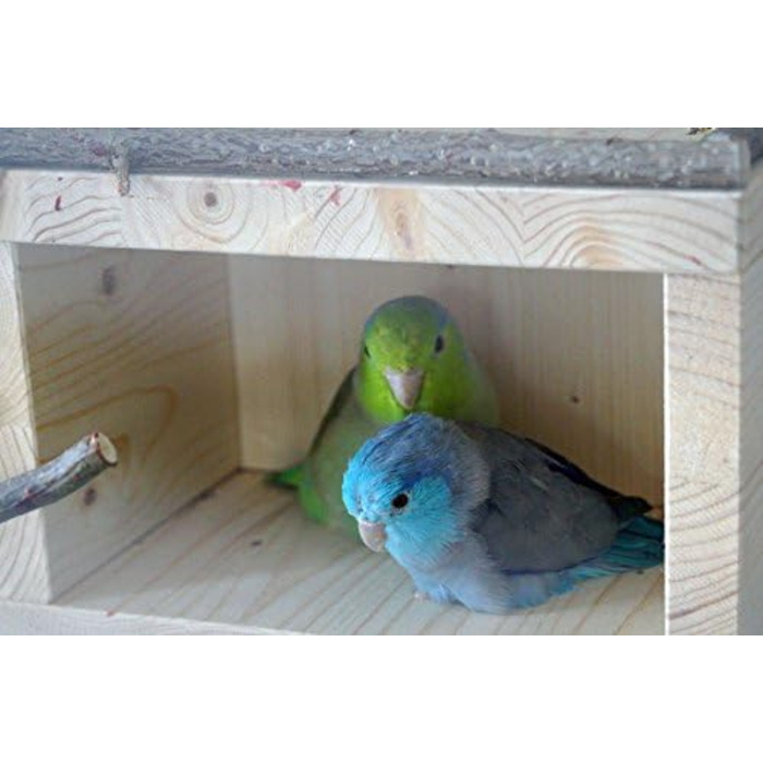 Дерев'яний будиночок Vogelgaleria® для птахів – спальне та захисне житло для клітки або вольєра, аксесуар для хвилястих папуг, агапорнісів, корел, дерев'яний будиночок для птахів