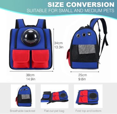 Рюкзак для кота PETCUTE, чорний, з висувною матрацом, для маленьких котів та собак, дихаючий, складаний, Oxford-Tuch