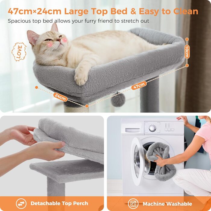 Драбина для котів PETEPELA 143 см з подушкою, кігтеточкою та двоповерховим будиночком – велика, зелена (сіра)