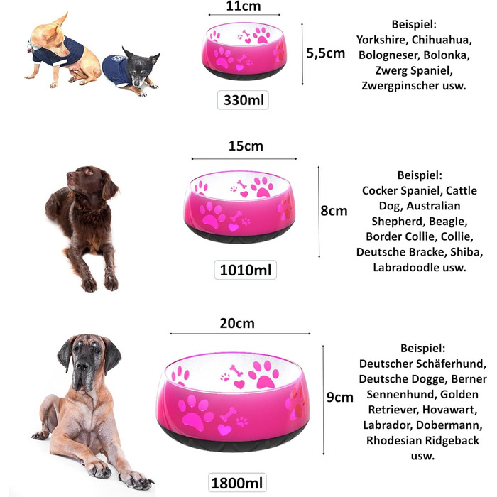 Миска для собак велика та маленька - годівниця/поїлка S/M/L з неслизьким дном (M 1010мл для середніх собак, рожева) M 1010мл (середні собаки) Рожева