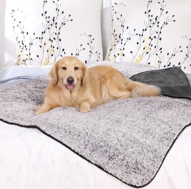 PETTOM Деки для собак Водонепроникні, Деки для собак на диван 152 x 127 см, Деки для собак з Sherpa та Flanell, Деки для домашніх тварин М'які, Можна прати в пральній машині L: 152*127 см Темно-сірий