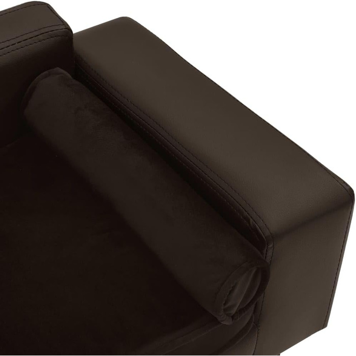 Ліжко-софа для собак vidaXL, 81x43x31 см, плюш та штучна шкіра, коричневий колір
