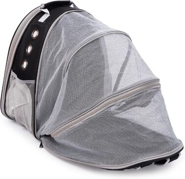 Транспортна сумка для собак та котів JUMI - переноска для котів та собак, рюкзак для тварин, аксесуари для котів, дорожня сумка, переноска з регульованим ременем, вентиляційні решітки (Чорний, Згин)