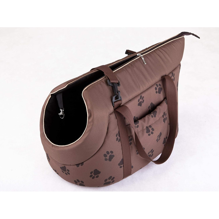 Сумка-переноска для собак та котів, розмір S/L, світло-коричнева з лапками