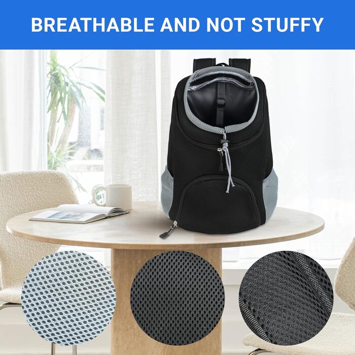 Рюкзак для тварин 3-7 кг - регульований, дихаючий, з передньою кишенею для собак та котів - дизайн 