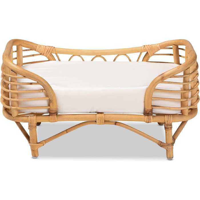 Ліжко для домашніх тварин Baxton Studio Malino, сучасний богемний стиль, ротанг, з подушкою, коричневий