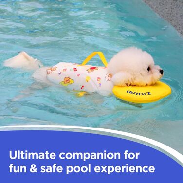 Жилет для плавання собак WINIZ – рятувальний жилет для тварин з регульованою посадкою, високою плавучістю та зручним ручним захопленням – ідеальний для водних розваг (жовтий, S)