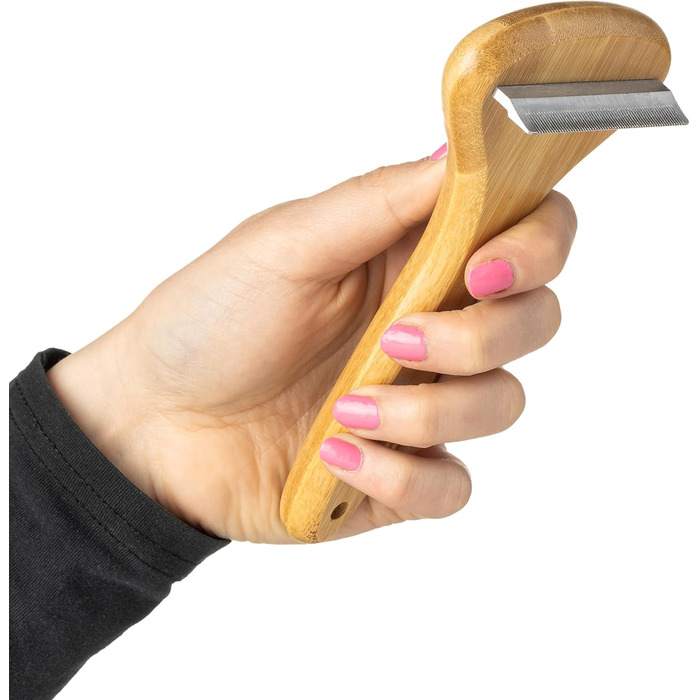 Щітка для грумінгу собак та котів Mikki Bambus Kinge - видаляє лупу та підшерстя, з антикорозійних сталевих зубів, велика (мала)