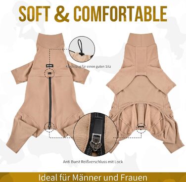 OneTigris Піжама для собак, теплий комбінезон для великих та середніх собак, коричневий L