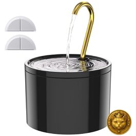 Керамічний фонтан-поїлка для котів та малих собак Kittyspout, 1.2 л, 3 режими потоку води, мідна трубка, безшумний, чорний (2 фільтри в комплекті)