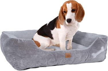 Крісло-ліжко для собак Buddy, середніх порід, сіре, 85x70 см, знімний чохол