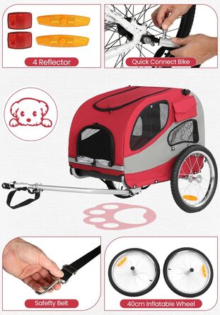 Фарм-причіп для собак SEPNINE® - складаний, до 30 кг, з підсумком та рефлекторами