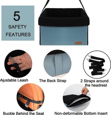 Автомобільний лежак для собак - міцний, знімний флісовий вкладиш, для маленьких та середніх собак, синій