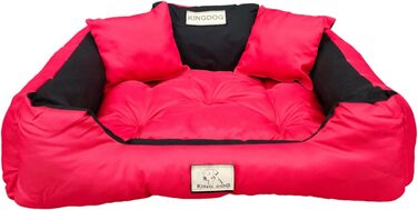 Ліжко для собак та котів KingDog з двома подушками, кошик для собак, ліжко для домашніх тварин, миється, водонепроникний PVC (XL 115x95см, Червоний)