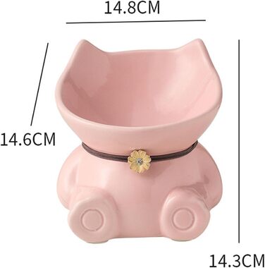 Миска для котів Disoza піднята - керамічна миска для котів, порцелянова годівниця, 14.8x14.6x14.3 см, зелена - миска у формі кота - аксесуари, станція годування, придатна для миття в посудомийній машині, зелена миска для котів у формі кота (рожева миска д