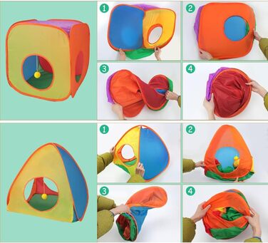 Туннель для котів 3 шт. Складаний тунель-іграшка для кошенят, цуценят та кроликів - ідеально для дому та на вулицю