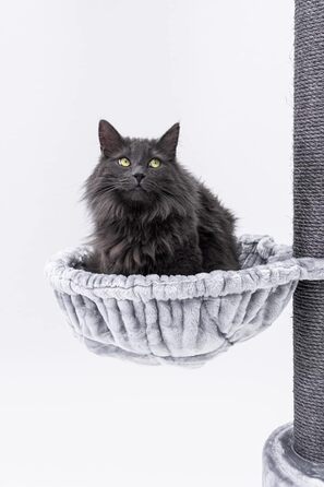 Дряпка для котів Petrebels Charlotte 180 см, преміум-якість, з гамаком, товсті стовпи Ø12 см, сіра