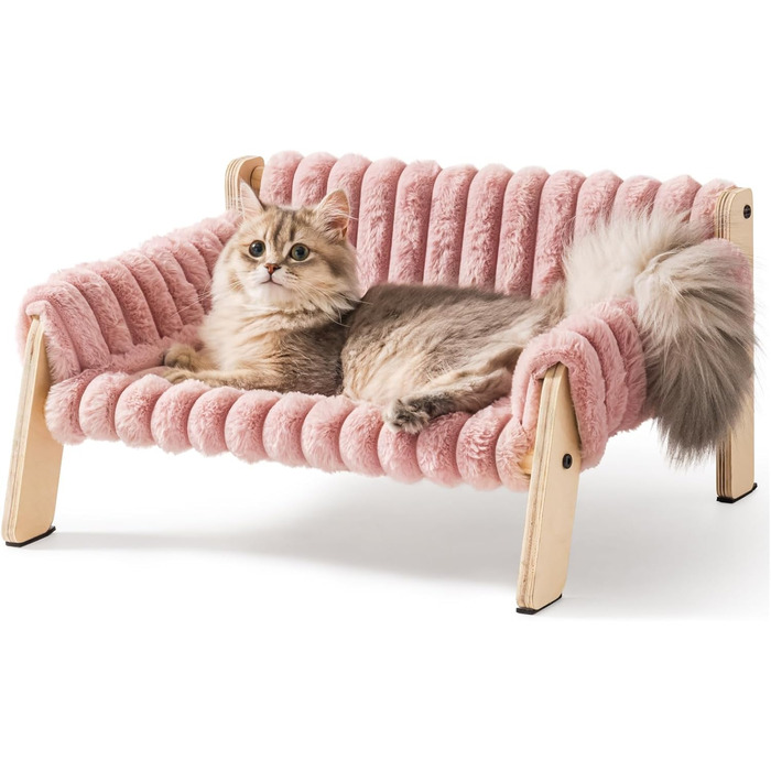 М'яке ліжко для котів EWOOFUN - велике, стабільне, знімне, 56x45 см (Рожевий, M)