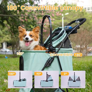 Дитяча коляска 2-в-1 для собак та дітей, складана, з 4 швидкими колесами, знімний кошик, легка, для собак середніх та маленьких порід, котів, для прогулянок на вулиці (Блакитно-зелений)