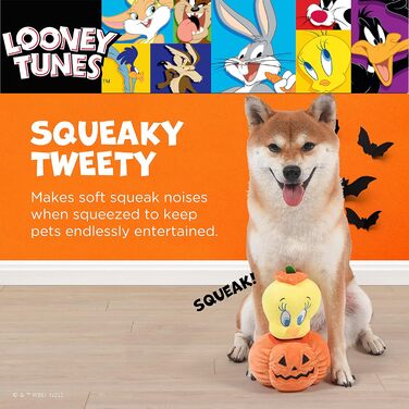 Іграшки для собак LOONEY TUNES, набір з 12 шт., плюшеві, з пищалкою, у вигляді персонажів: жук, кролик, пташка Твіті, тасманський диявол, 15,2 см