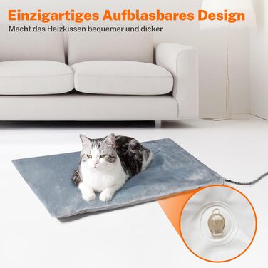 Топіркова ковдра Toozey для домашніх тварин з водонепроникним покриттям та кабелем, стійким до кусання, автоматичне регулювання температури, 70x40 см, сіра