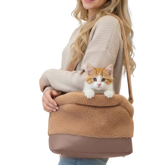 Транспортна сумка для котів та собак - водонепроникна сумка-переноска для тварин, з безпечним кріпленням, для маленьких та середніх порід, коричнева