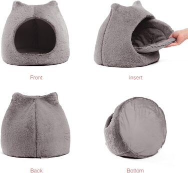 Будиночок Meow Hut для котів та собак з хутром, сірий, розмір S