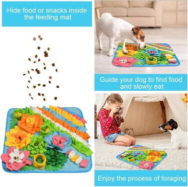 Килимок-нюхалка для собак, килимок для пошуку корму, інтерактивна іграшка для собак, килимок-нюхалка для цуценят, 50x50 см, блакитний