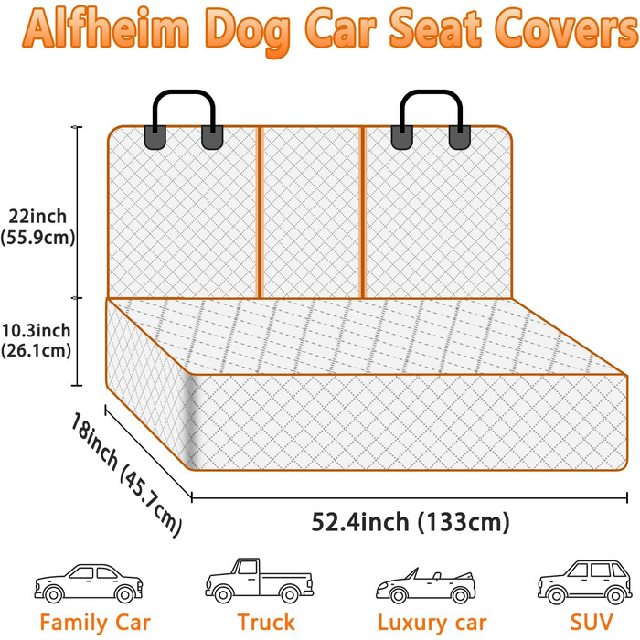 Накладка на сидіння автомобіля для собак Alfheim, водонепроникна, антиковзаюча, сумісна з Isofix, стійка до подряпин, універсальна, коричнева