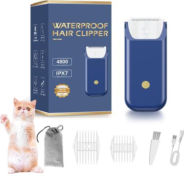 Електричний міні-набір для догляду за котами, акумуляторний, Type C, бездротова машинка для стрижки шерсті котів з матовим покриттям, легка, для кошенят/цуценят/кроликів/маленьких тварин, блакитний