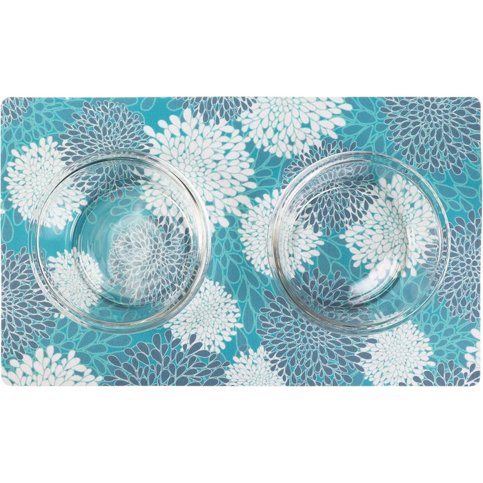 Підкладка під миску для собак та котів Drymate, поглинаюча тканина, водонепроникна основа, неслизька, придатна для прання в пральній машині, міцна, 30,5 x 50,8 см, колір 'Індійське літо Туркіс'