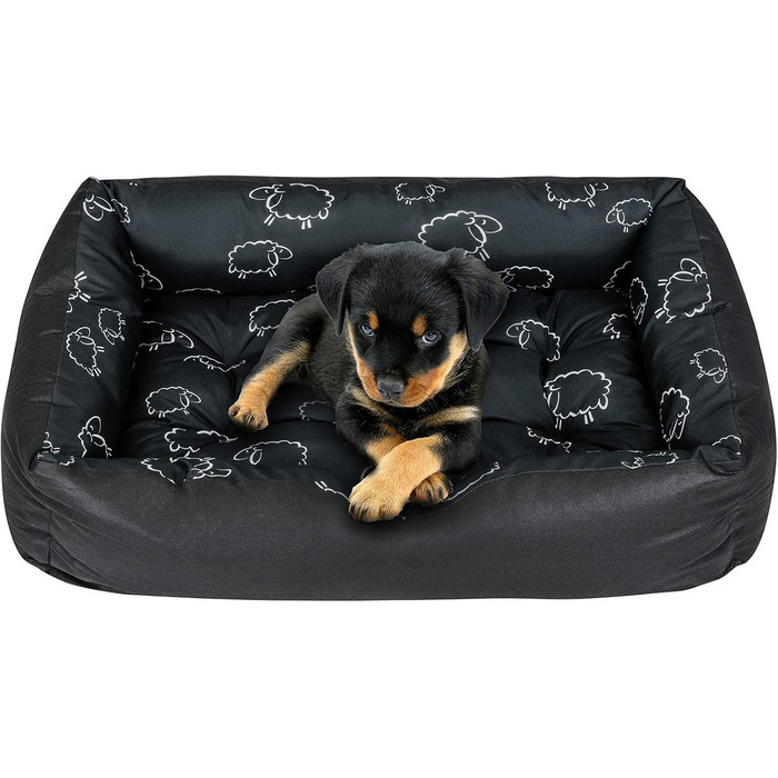Крісло-лежанка для собак SuperKissen24: лежанка-кошик, лежанка-софа для маленьких, середніх та великих собак, чорно-сіра, розмір M, 70x55 см, приваблива для прання, 1 шт.