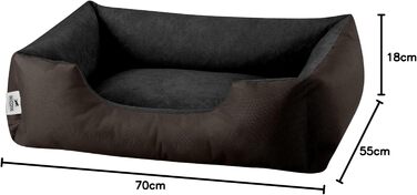 Лягушкове ліжко для собак BedDog M - м'яке ліжко-подушка, корзина, диванчик, лежанка для маленьких собак, знімний чохол, можна прати, колір мокка (коричневий/чорний), розмір L 70 x 55 x 18 см