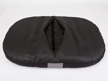 Кругла лежанка для собак Oval - 70x50x15 см, чорна з візерунком, водонепроникна, для собак маленьких, середніх та великих порід