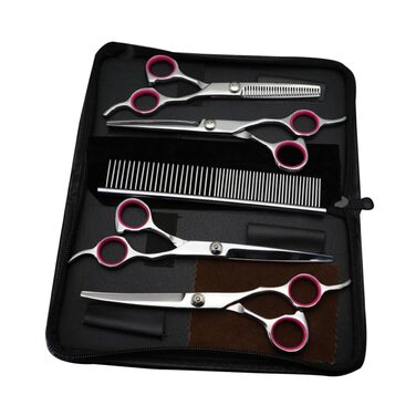 Ножиці для стрижки шерсті тварин Milisten - професійний набір для грумінгу собак та інших тварин. Срібний колір.