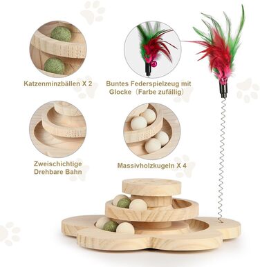 Інтерактивна іграшка для котів 4 в 1: когтеточка з мотузки, інтерактивна іграшка з пір'ям, дерев'яна іграшка-головоломка