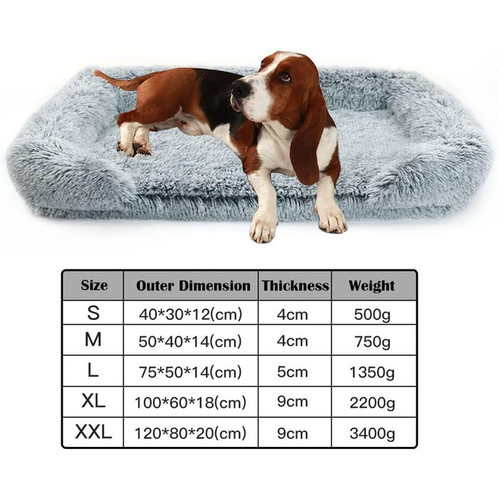 MISSMAO Ортопедичне ліжко для собак, лежанка для собак - Знімний чохол - М'яке собаче ліжко, килимок для домашніх тварин, що можна прати, для собак та котів, сірий, XXL (120x80x20 см)