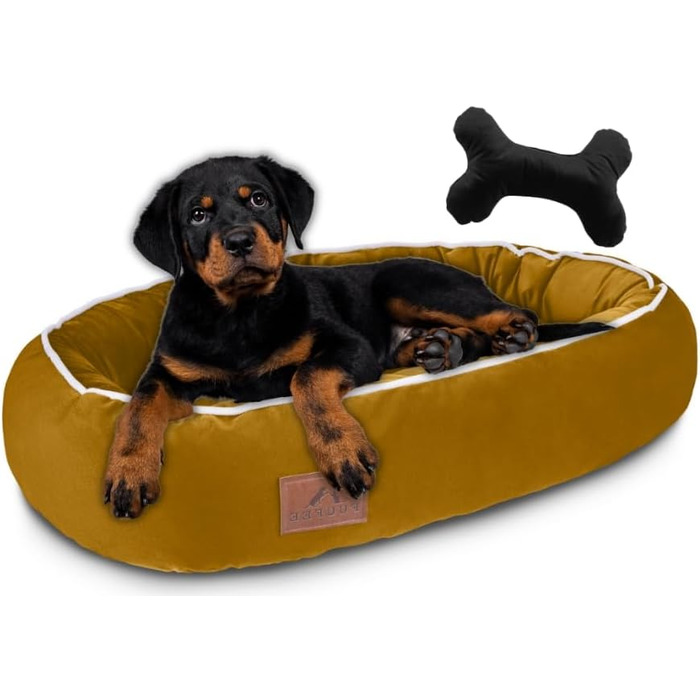 Ортопедичне ліжко для собак середніх порід 95x65 см Hazelnut (S 70x50, Жовтий)