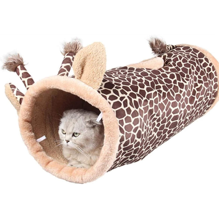 Туннель-іграшка для котів DHGTEP, складний, з оглядовим вікном, коричневий