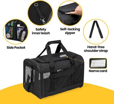 Транспортна переноска для котів та цуценят Conlun - чорна, складна, до 7 кг