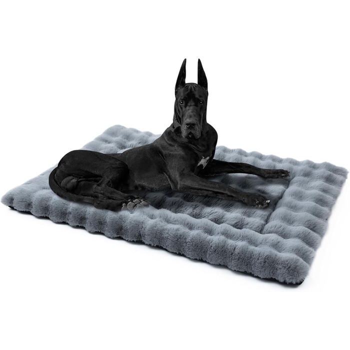 Лежак для собак Mora Pets, м'який, флісовий, сірий, 107x71 см, протиковзкий, для малих, середніх і великих порід, праний